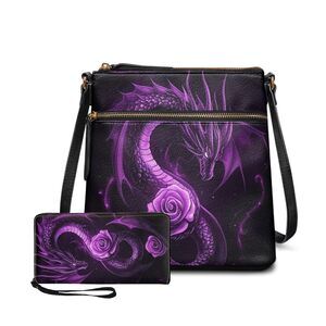 5433 Dragon Purse Crossbody Bag Set 2pcs Soft Leather Shoulder Bag